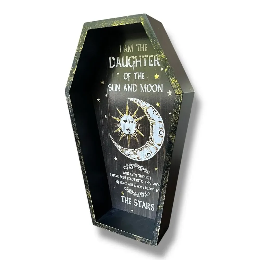 Ashland Enchanted Forest Coffin Shelf Sun Moon Stars Halloween Tabletop Décor - Picture 3 of 8